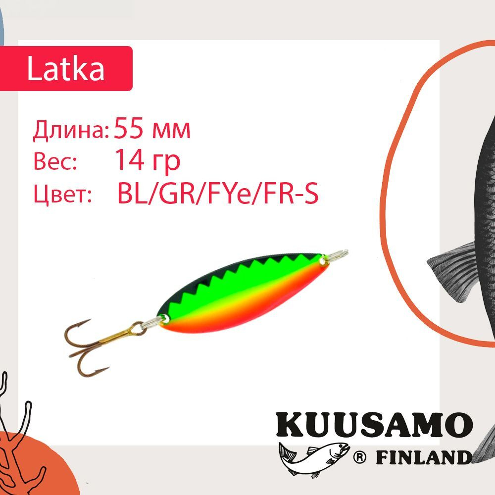 Блесна колебалка Kuusamo Latka 70/14 BLU/R-S