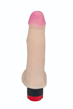 Реалистичный фаллоимитатор с вибрацией и мошонкой - 20,2 см. (Цвет: телесный)