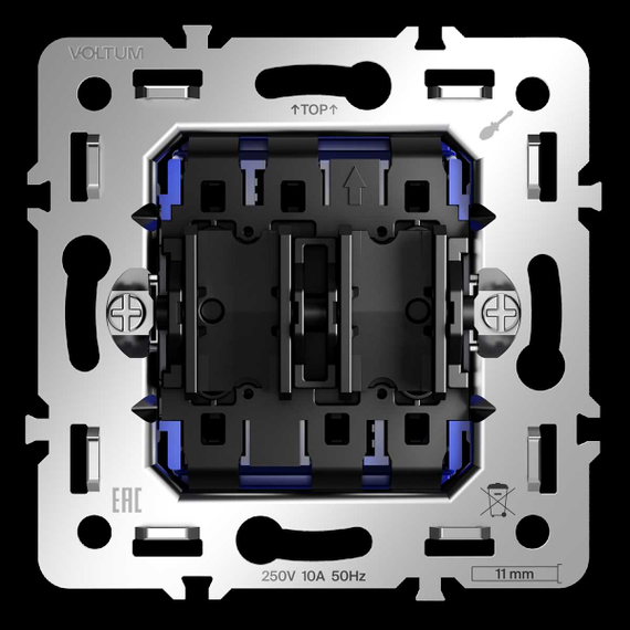Механизм проходного переключателя двухклавишного 10А S70 Voltum VLS0203M