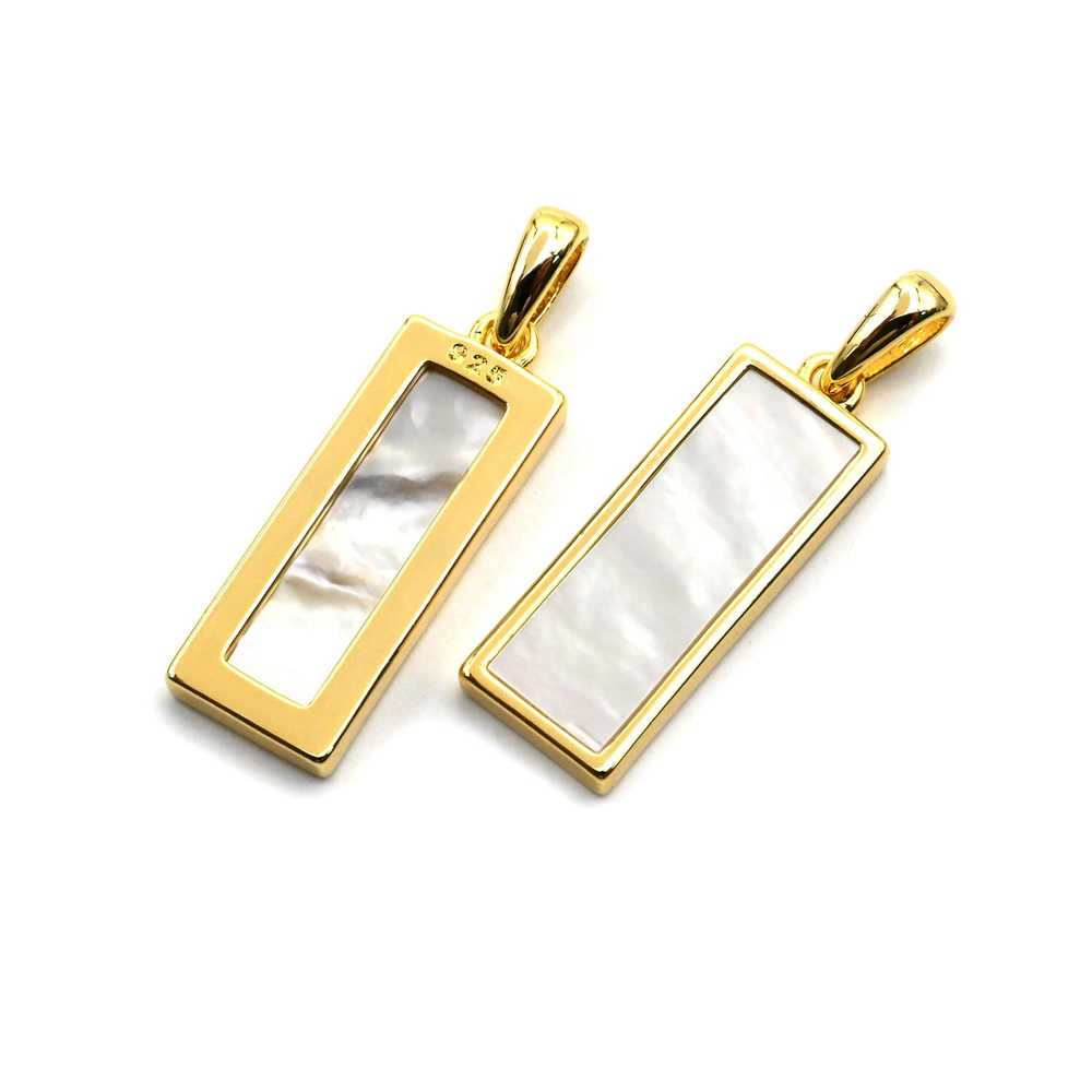 пд-714-з Подвеска с перламутром "Зеркало" 21*8мм, позолота