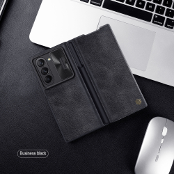 Кожаный чехол книжка от Nillkin для Samsung Galaxy Z Fold 6, серия Qin Pro Leather с защитной шторкой для камеры