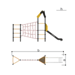 Детский спортивный комплекс с канатным лазом и горкой Серия треугольник Romana 401.29.00