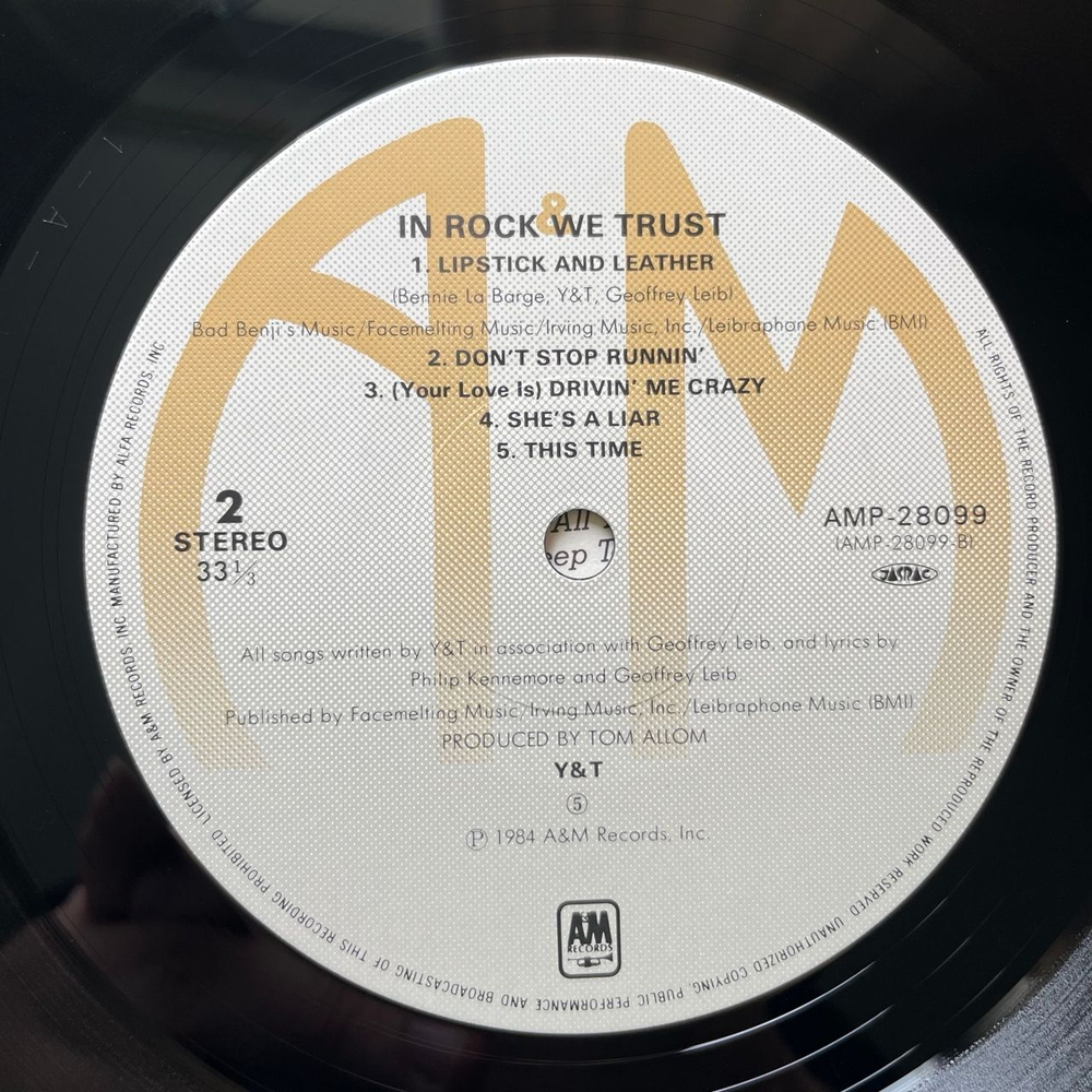 Винтажная виниловая пластинка LP Y and T, Yesterday and Today, In Rock We Trust (Япония 1984) (Оби)