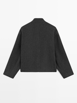 Massimo Dutti Куртка из смесовой шерсти с воротником, серый