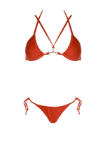 Раздельный купальник: лиф-триангул с декором и низкие плавки (Размер: B/M) (Цвет: коралловый)