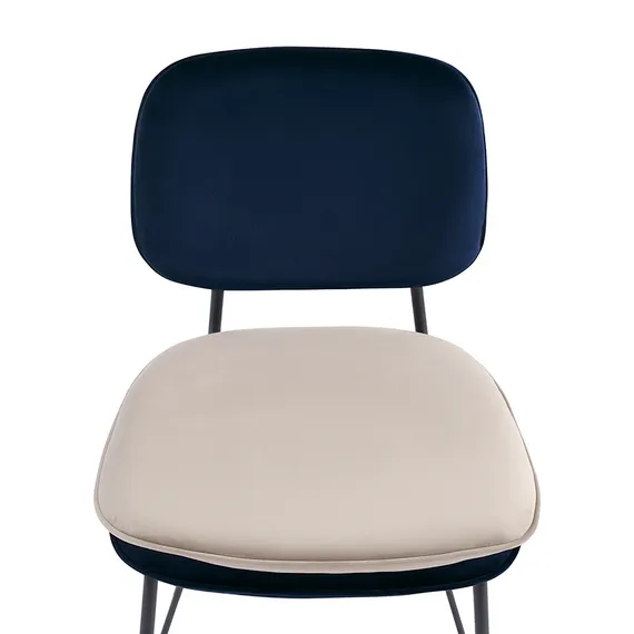 Стул полубарный pea, велюр, темно-синий/бежевый
