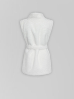 Жилетка Анжелика однотонная меховая с высоким горлом и поясом