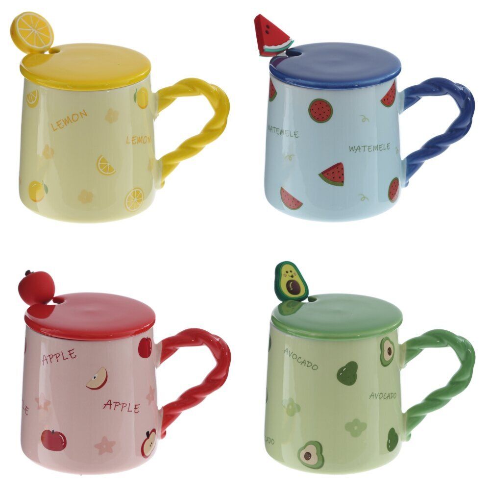 GAEM Кружка с крышкой и ложкой, 320 мл, L13,5 W9 H9,5 см, 4в.