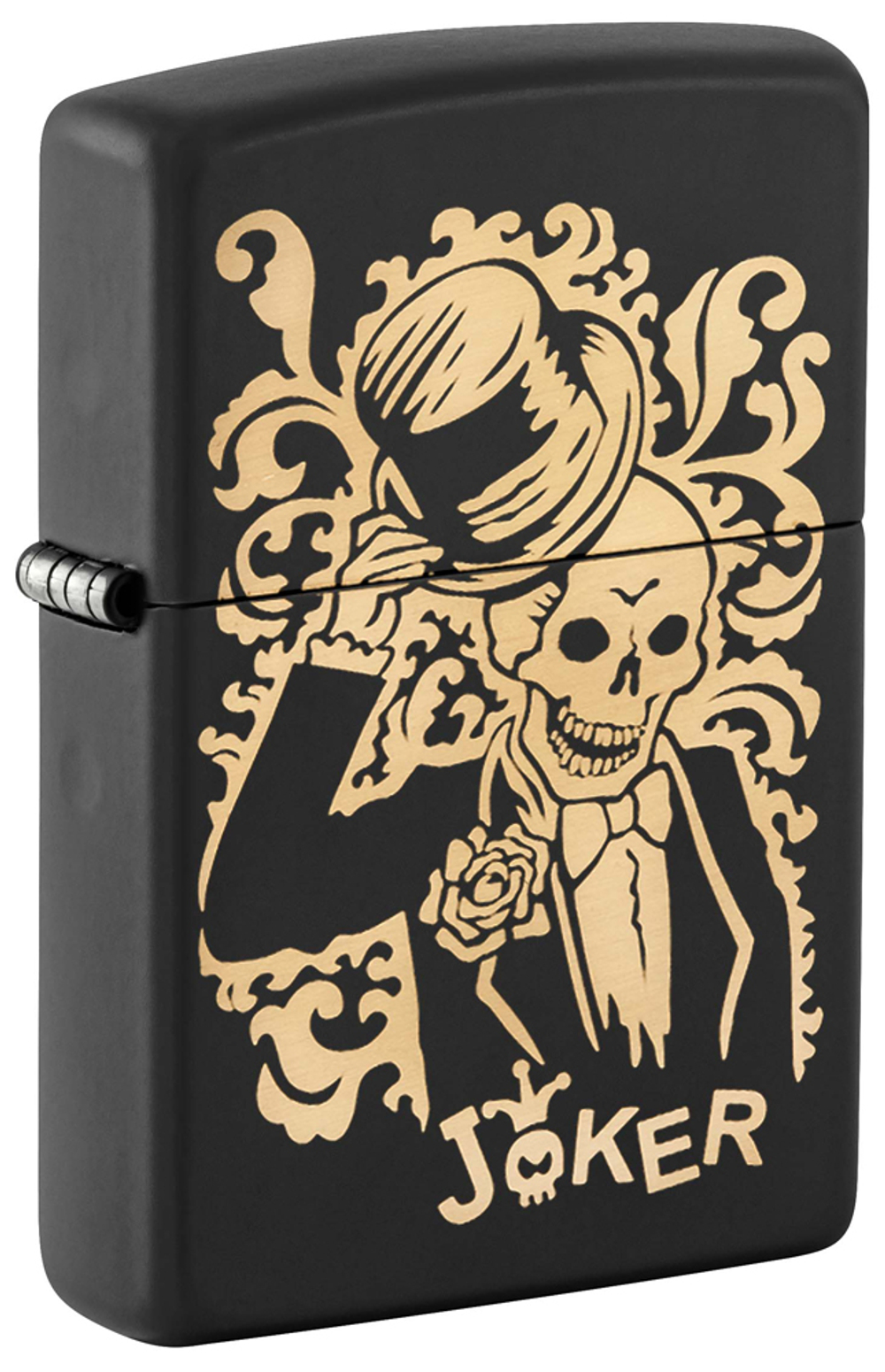 29632 Зажигалка ZIPPO Skull Design Joker Black Matte, латунь/сталь, черная 38x13x57 мм