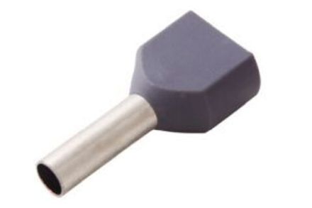 Наконечник штыревой втулочный изолированный F-10 мм 2х2.5 мм² (НШВи(2) 2.5-10/НГи2 2,5-10) серый REX