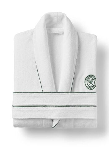 Теннисный халат Wimbledon Cotton Terry Baseline Robe - white/green