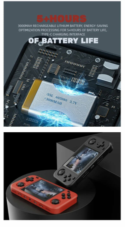 Портативная игровая консоль O30S с открытым исходным кодом в стиле ретро, black, Single card 128GB