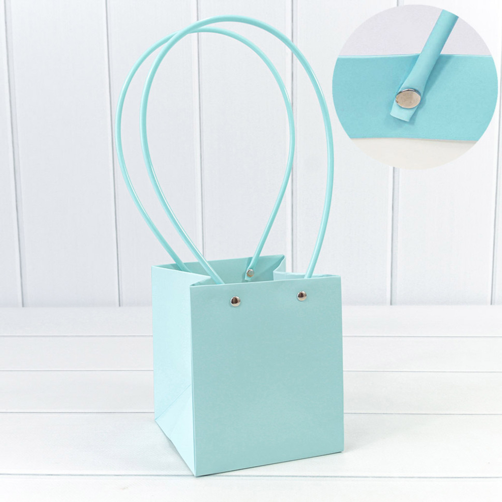 Пакет подарочный 15х13х13см Ваза для цветов (Голубой)