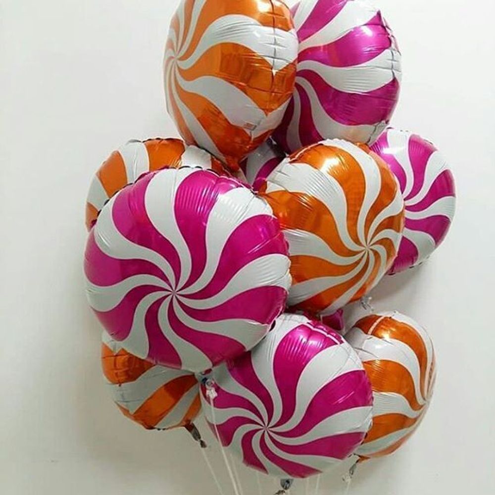 Шар (18"/46 см) Круг, Леденец, Фуше 1 шт.