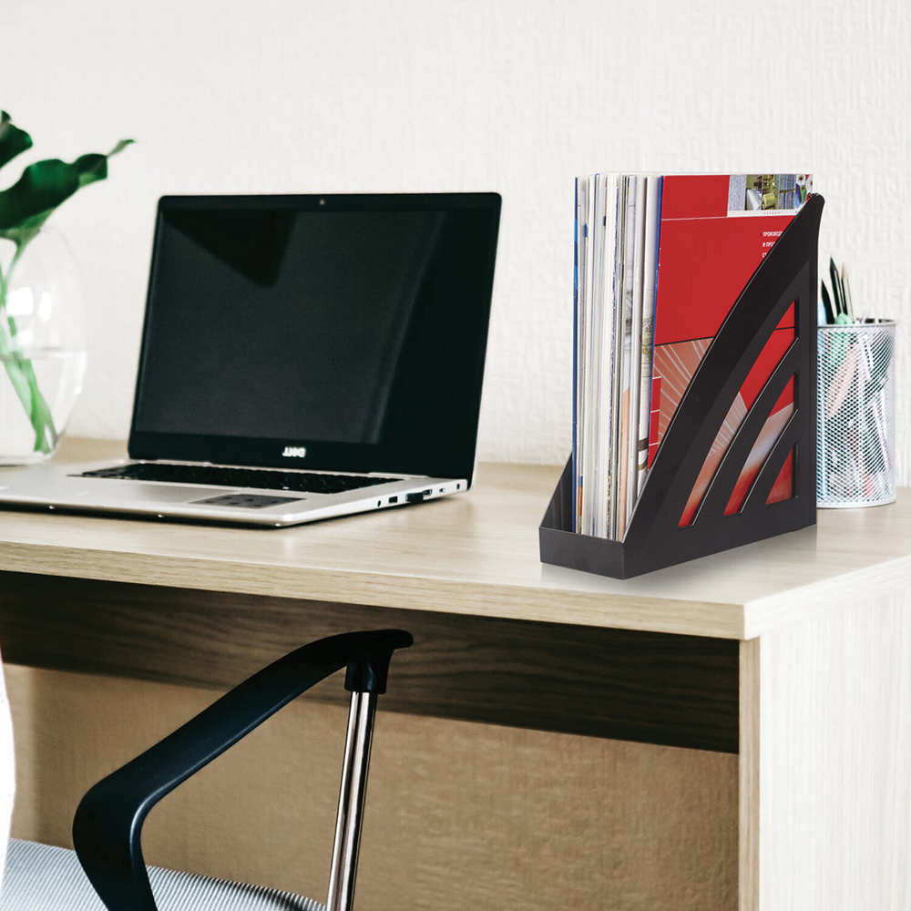 Лоток вертикальный для бумаг BRAUBERG "Office style" 245х90х285 мм черный (4 штуки в упаковке)