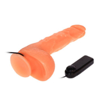 Телесный вибратор с большой мошонкой Jason - 25 см.