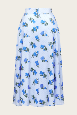 Голубая юбка-миди с цветочным принтом "Фелиция"