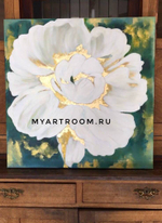 Картина маслом "Белоснежный пион"