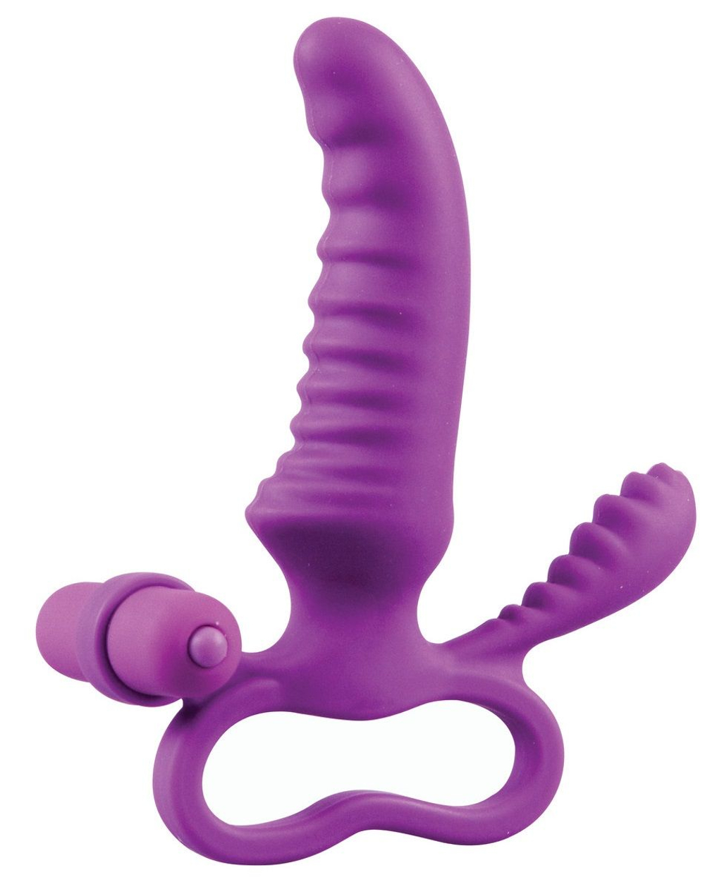 Фиолетовый стимулятор Ripple с клиторальной вибропулей - 15 см. (Цвет: фиолетовый)