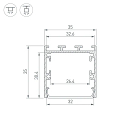 Профиль LINE-M-3535-2000 BLACK (Arlight, Алюминий) 053401