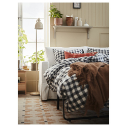 IKEA EKTANDVINGE  (ИКЕА ЕКТАНДВИНГЕ)  -  Пододеяльник и наволочка, антрацитово-белый/чешуйчатый, 150x200/50x60 см