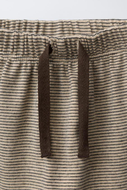 ZARA КОМПЛЕКТ ИЗ ФУТБОЛКИ И БРЮК В ПОЛОСКУ, РЫЖЕВАТО-КОРИЧНЕВЫЙ