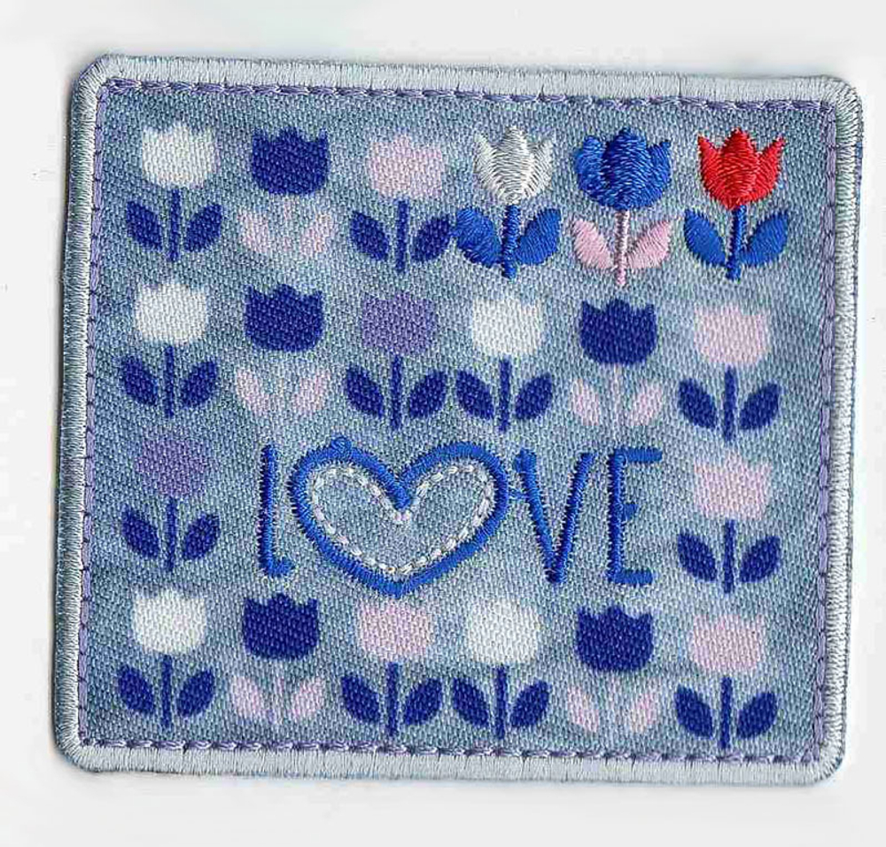 Термоаппликация HKM "Надпись LOVE и тюльпаны", 6 х 7 см, 1 шт (1012081/211215/0012181/01_Германия)