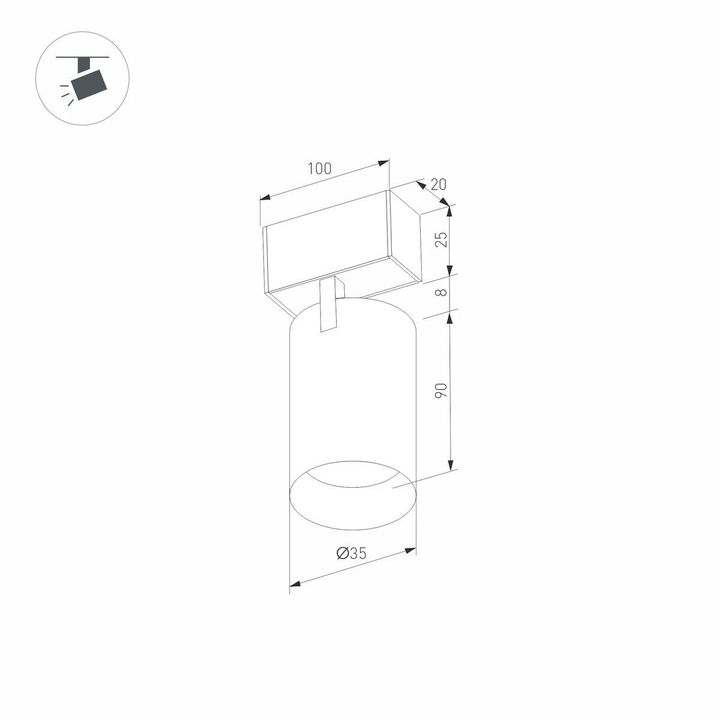 Трековый светодиодный светильник Arlight Mag-Spot-25-R90-9W Warm3000 046310