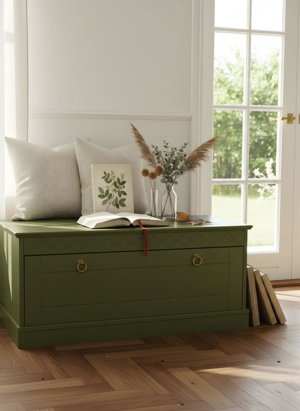 Обувница 91х42х40, Индра, тумба для обуви, с сиденьем, банкетка, в прихожую, МДФ, оливковый, Dipriz