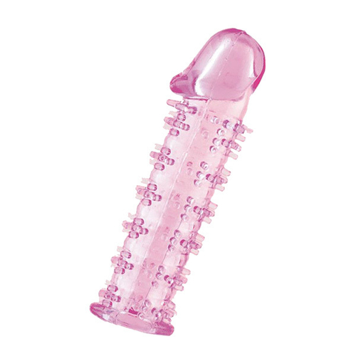 Гелевая розовая насадка на фаллос 12см с шипами ToyFa Basic 818031-3