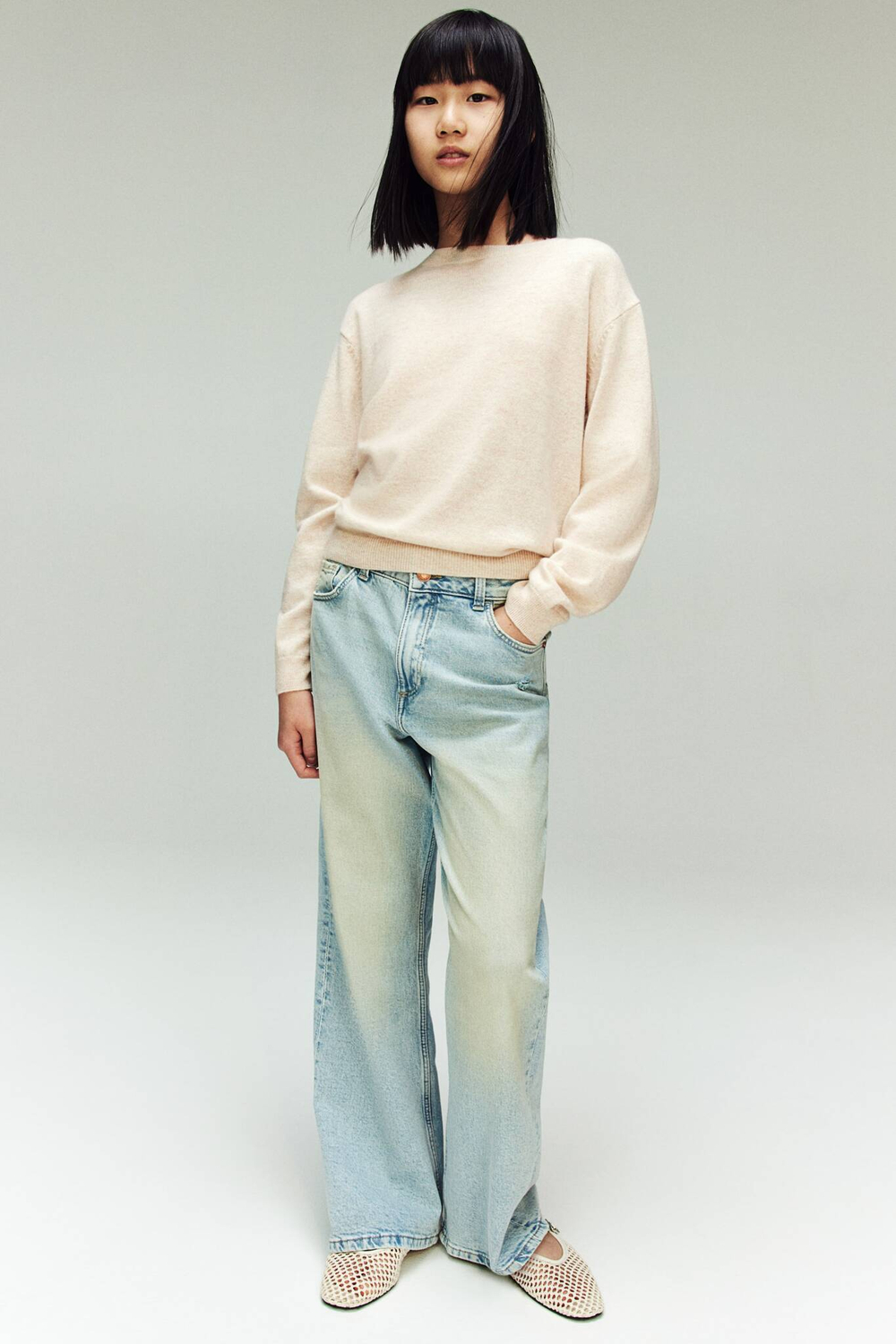 H&M Свитер из кашемировой смеси, светло-бежевый