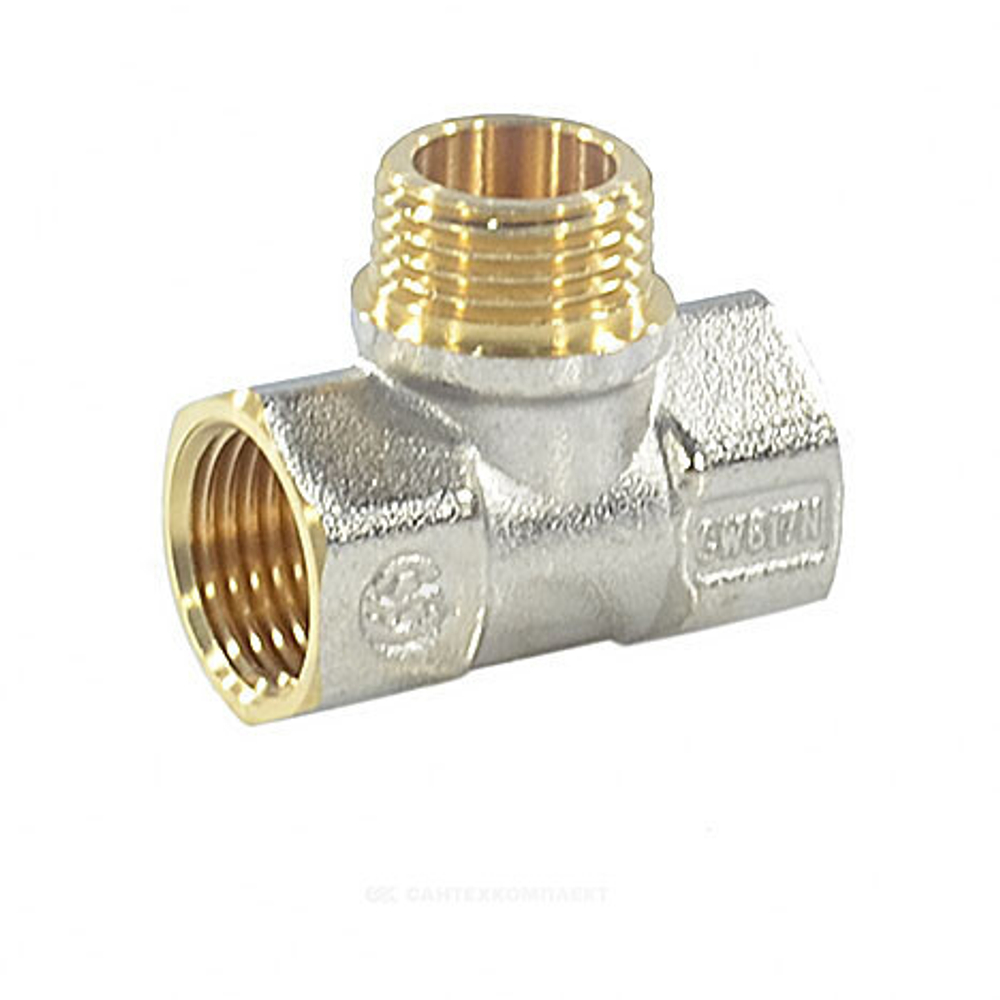 Тройник латунь никель Ду 15 (1/2") ВР/НР/ВР 9009 ГОСТ 32585-2013 Aquasfera 9009-01
