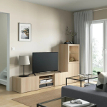 Комбинация для хранения ТВ - IKEA BESTÅ/BESTA, 129x42x240см, светло-коричневый, БЕСТО ИКЕА