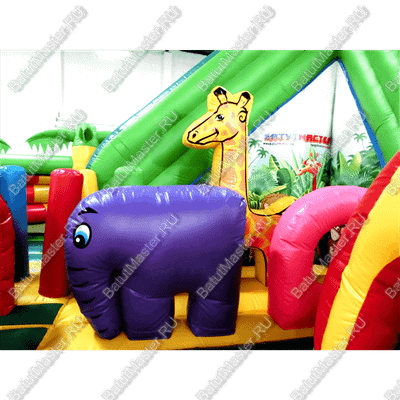 Коммерческий надувной батут "Джунгли малый со скалодромом"