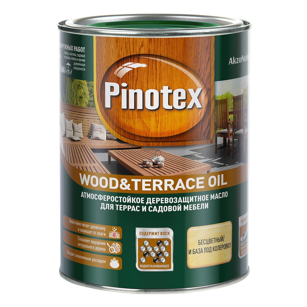 Масло Pinotex Wood&amp;Terrace Oil Бесцветный (также база под колеровку) 9л