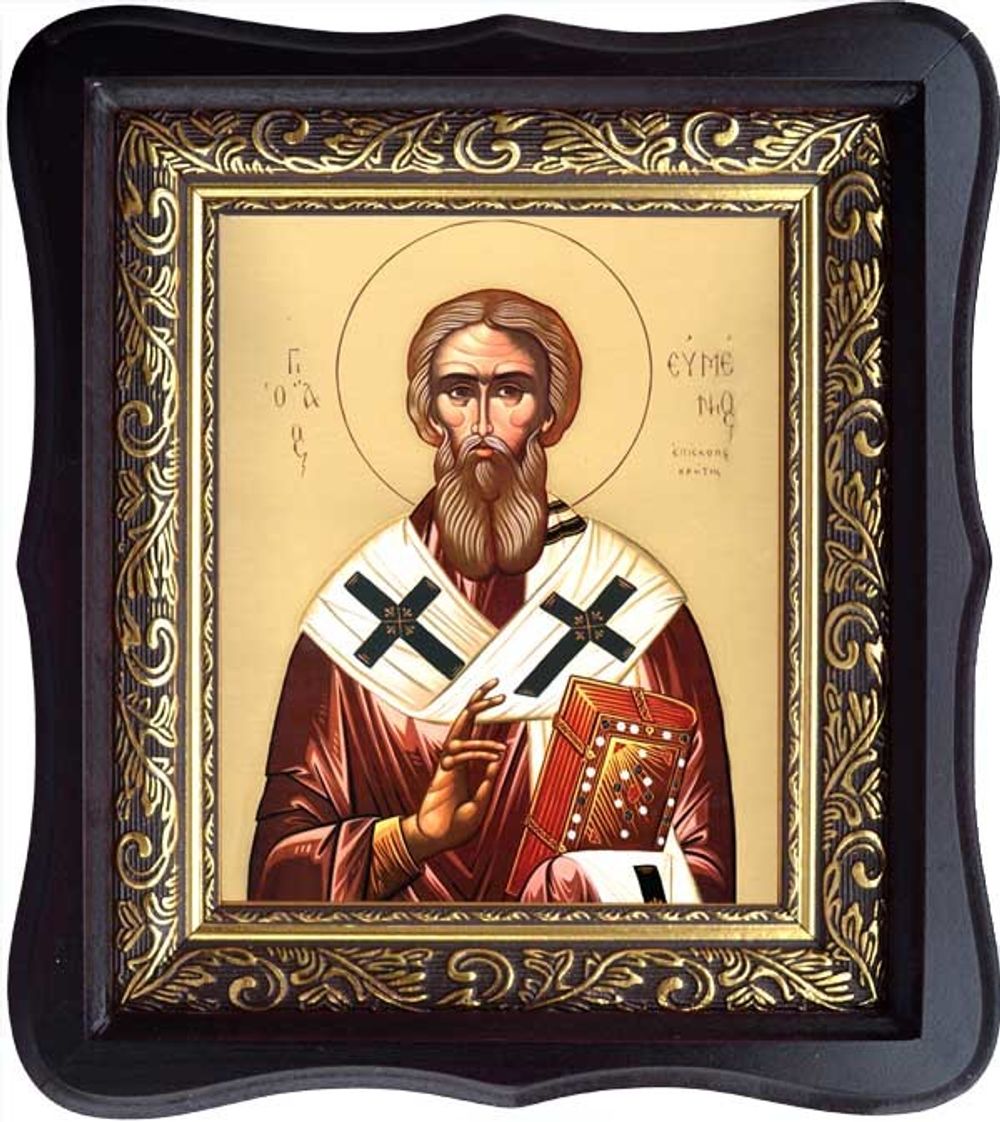 Евмений Гортинский Преподобный епископ. Икона на холсте в киоте