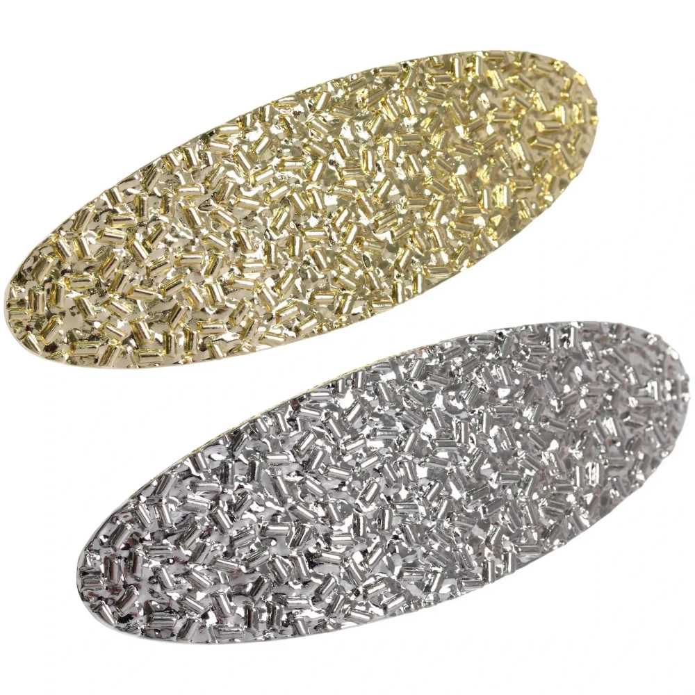 Заколка-автомат для волос «AKS - DesignPRO», овал, цвет золото и хром, 8*3см