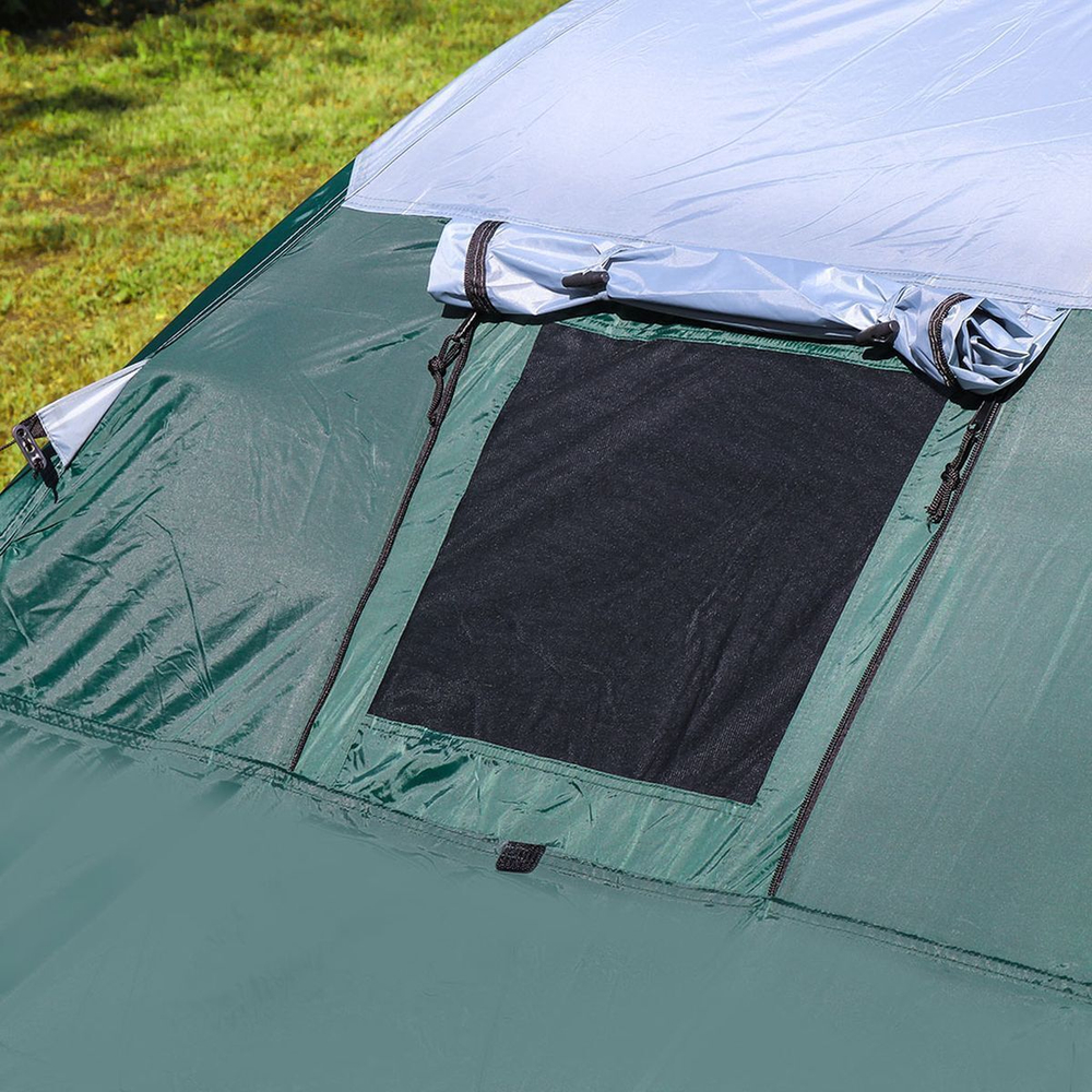 Палатка 4-мест, 210+120х240х130 см, 2 сл, 1 комн, 1 тамб, мос сет, 2 окна, Green Days, GJH057