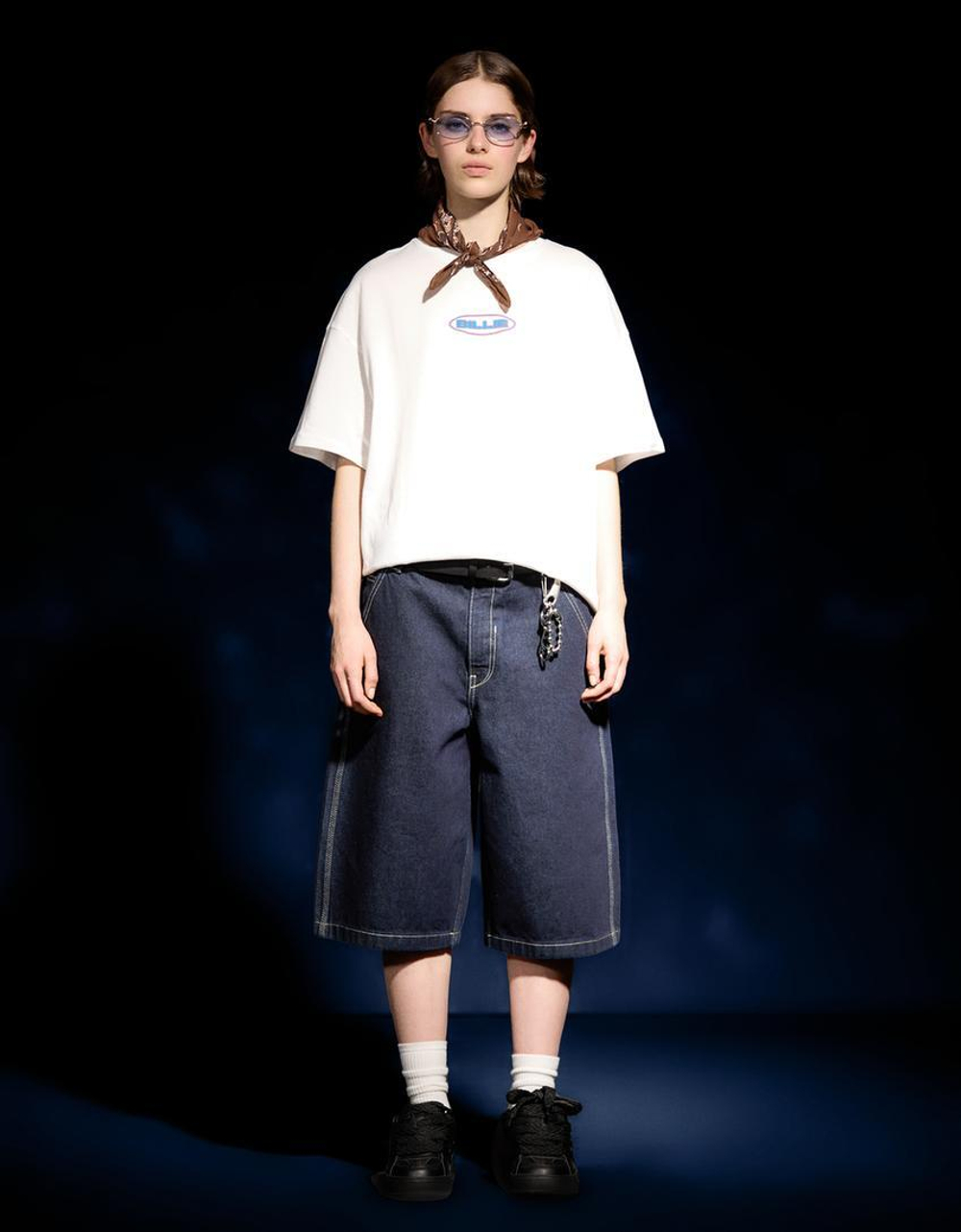 BERSHKA Футболка с коротким рукавом и принтом Billie Eilish, белый