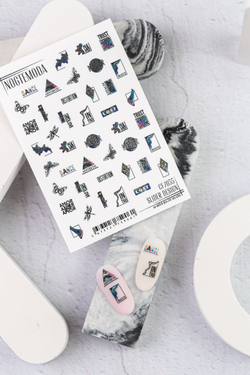 Nogtemoda Слайдер дизайн combi CF055 Надписи, геометрия, голография