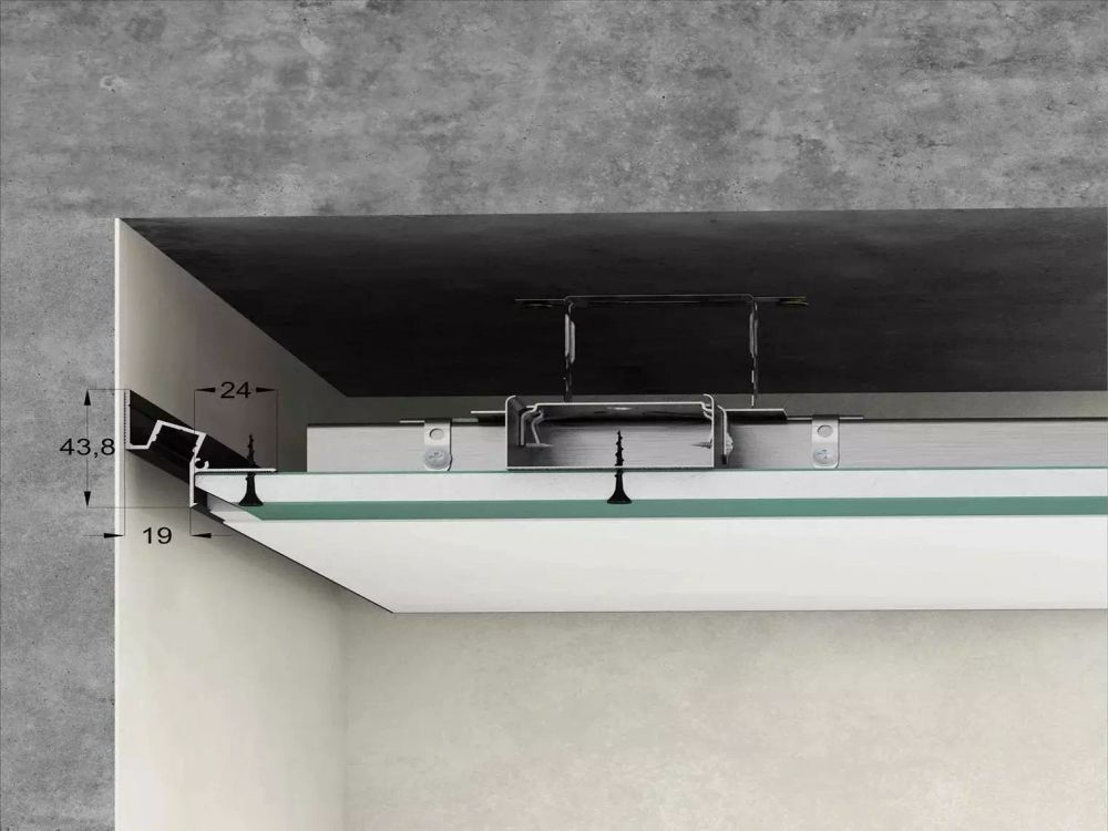 Потолочный теневой карниз Gips черный матовый, 3000x43,8x44,1 мм