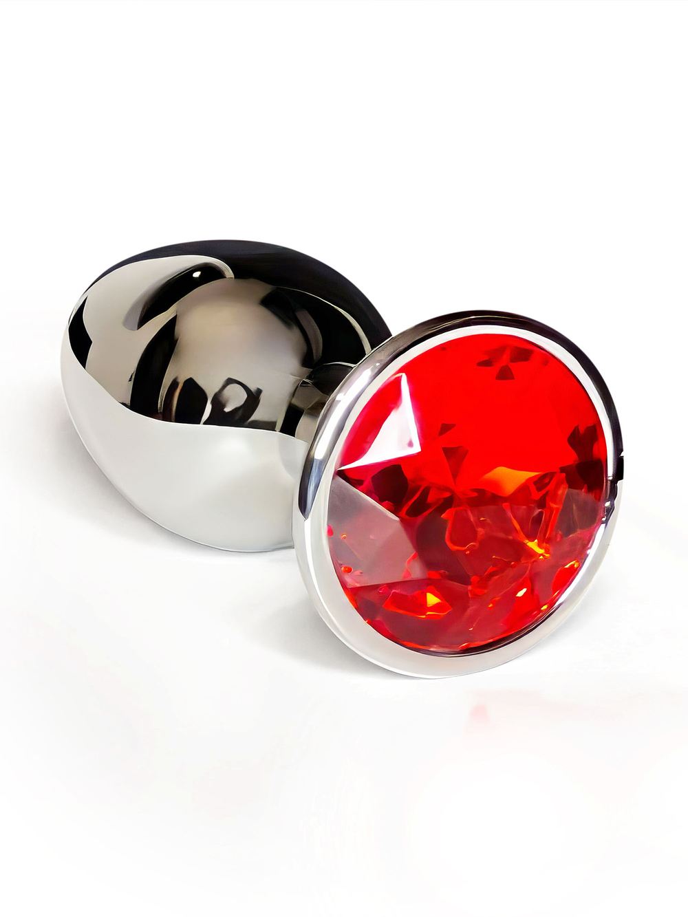 Анальная пробка металлическая с красным кристаллом Fantasy Toys (S)