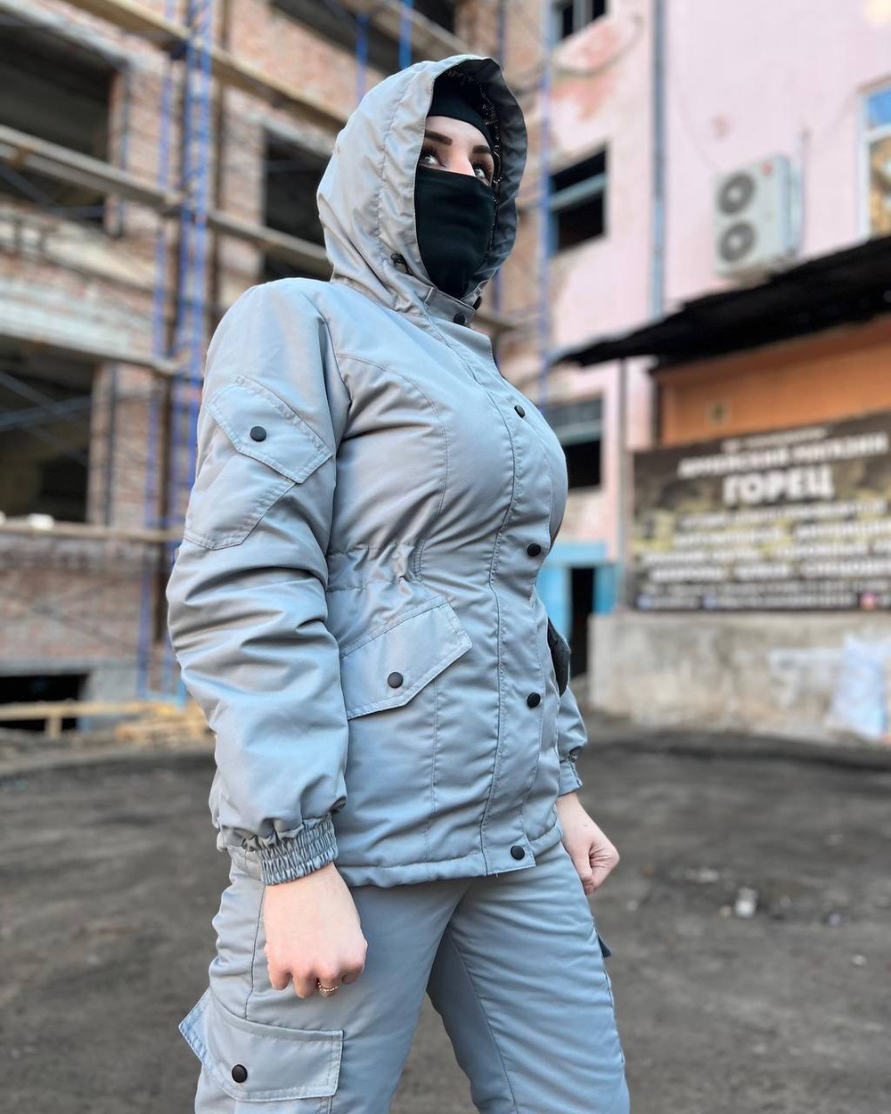 Женская горка Валькирия флис / осень-зима / серо-голубой