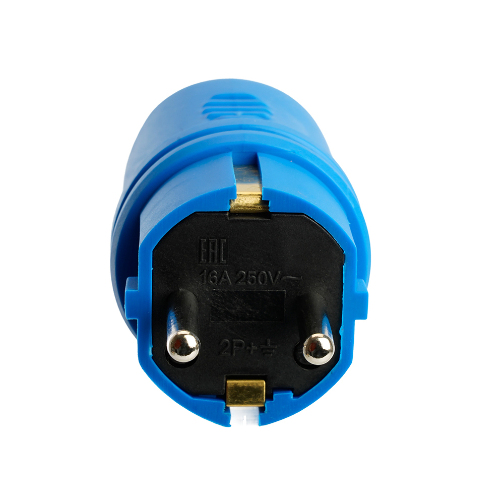 Вилка угловая с/з STEKKER, RPG16-21-442, каучук, 250В, 16A, IP44, синий 39254