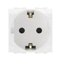 Электрическая розетка  с заземлением, со шторками, белая, 2мод.