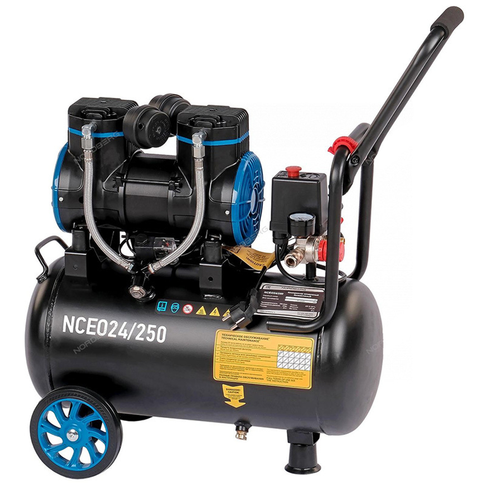 NORDBERG (NCEO24/250) Компрессор безмасляный 220 В, ресивер 24 л, 250 л/мин