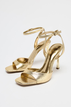 ZARA ЛАКИРОВАННЫЕ БОСОНОЖКИ, ЗОЛОТИСТЫЙ