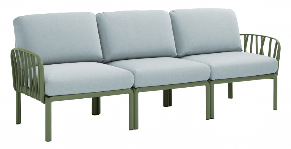 Диван пластиковый с подушками Nardi Komodo 3, агава, лед