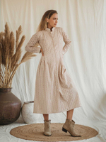 Платье миди из прошвы (бежевое)