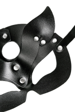Маска кошки рельефная натуральная кожа чёрная